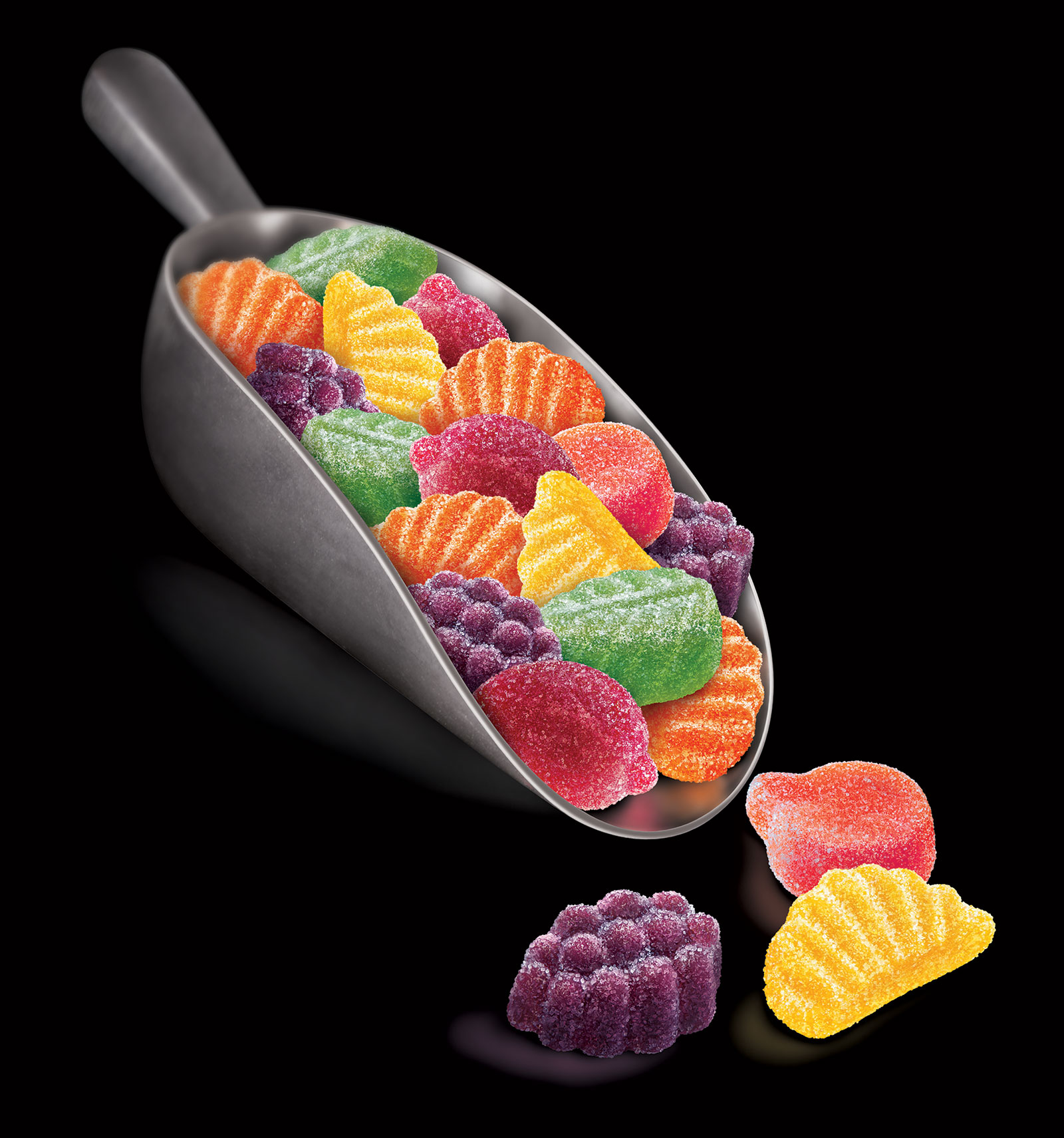 14 candy fruit slices